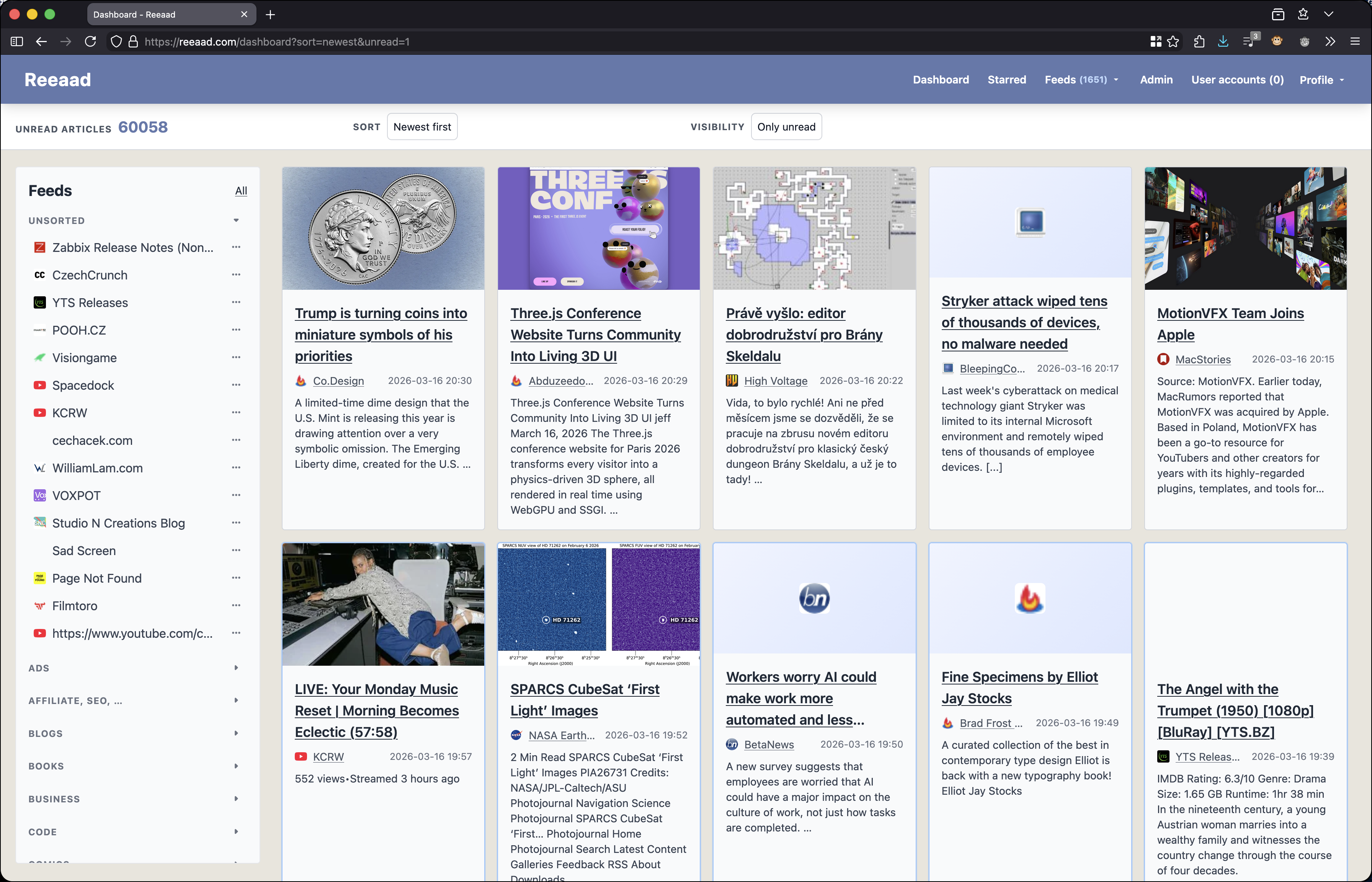Reeaad RSS reader screenshot